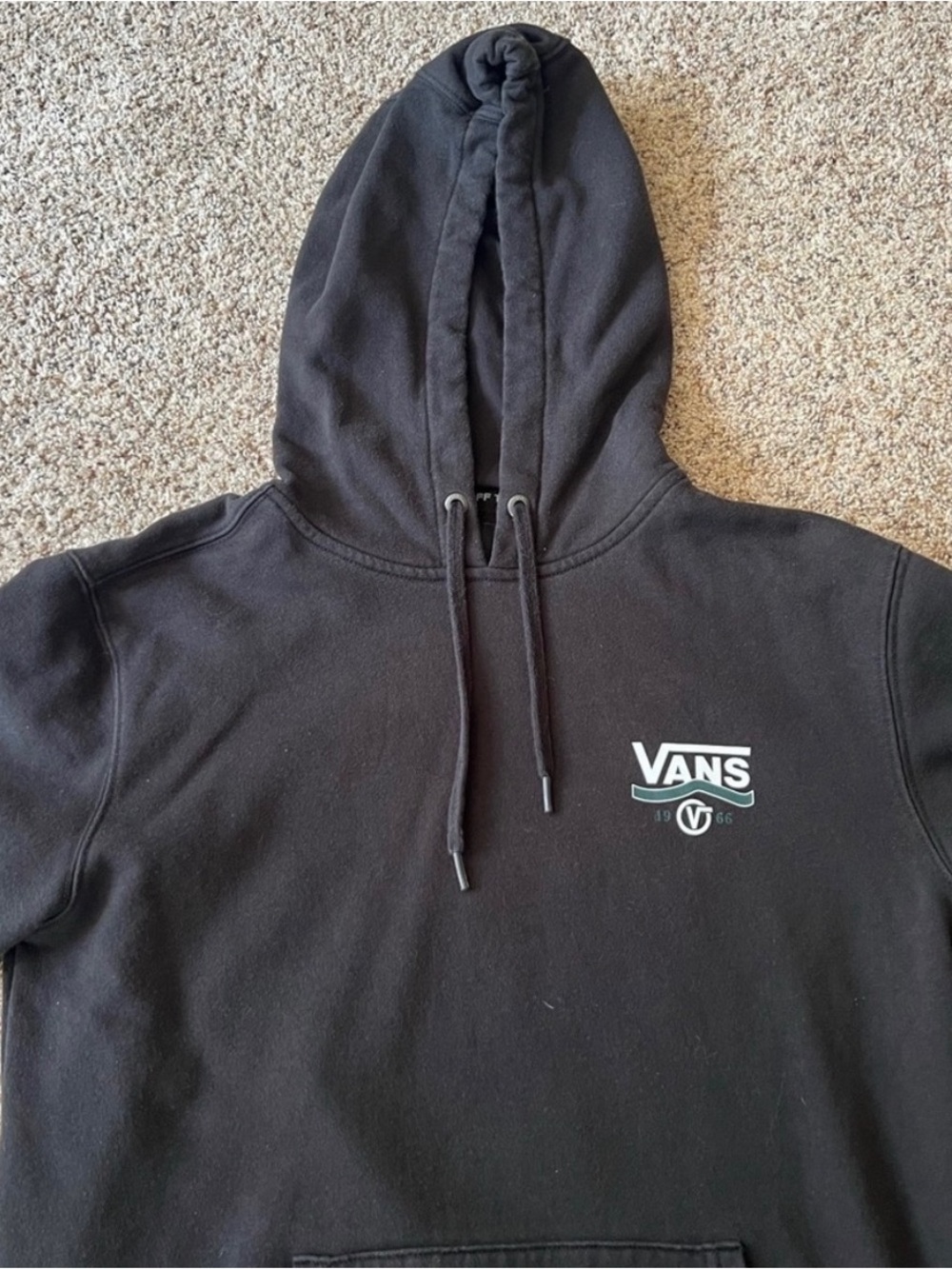 Vans Men's Black Logo Hoodie Sweatshirt